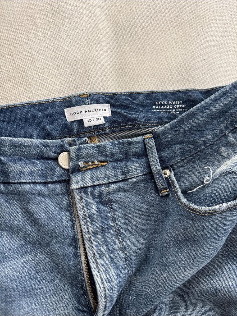 Good American Light Blue Palazzo Crop Jeans
